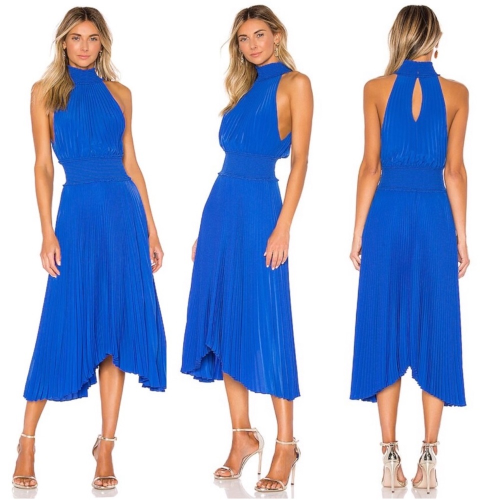 A.L.C. Renzo Pleated Midi Dress in Adriatic Blue Size 0